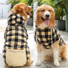 Plaid Dog Hoodie Pet Clothes Sweaters with Hat and Pocket Christmas Classic Plaid Small Medium Dogs Dog Costumes - Zipper pocket coat beige black - M