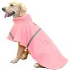 Dog Raincoats (2XL) for Large Dogs with Reflective Strip Hoodie; Rain Poncho Jacket for Dogs - D4-Pink - [XXL]