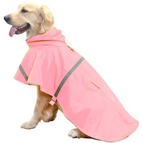 Dog Raincoats (Small) for Large Dogs with Reflective Strip Hoodie; Rain Poncho Jacket for Dogs - D4-Pink - [S]