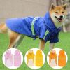 Pet raincoat for large and small dog; MED - PU waterproof big dog raincoat; outdoor reflective dog raincoat - orange