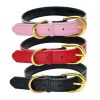 Genuine Leather Dog Collar; Wide Dog Collar; Soft Padded Breathable Adjustable Tactical Waterproof Pet Collar - Powder - S 37*1.5cm