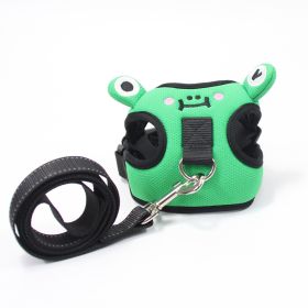 dog harness set; with leas frog leash pet mesh breathable small dog chest back retractable dog leash pet harness - Calf - S