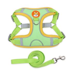 dog Harnesses and dog leash set; Pet Chest Strap Vest Dog Strap Small Dog Rope Wholesale Reflective Dog Towing Rope - green - XL