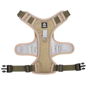 dog Harnesses; Cross border New Pet Towing Rope Vest Large Dog Chest Strap Reflective Explosion proof Flushing Dog Towing Rope - Khaki - XL