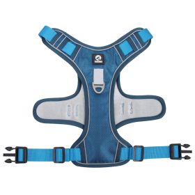 dog Harnesses; Cross border New Pet Towing Rope Vest Large Dog Chest Strap Reflective Explosion proof Flushing Dog Towing Rope - Lake blue - M