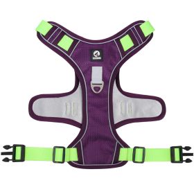 dog Harnesses; Cross border New Pet Towing Rope Vest Large Dog Chest Strap Reflective Explosion proof Flushing Dog Towing Rope - purple - M