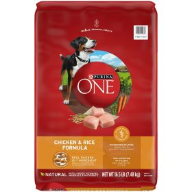 Purina One Dry Dog Food for Adult Dogs Chicken and Rice Formula, 16.5 lb Bag - Purina ONE