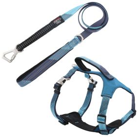 Pet Life 'Geo-prene' 2-in-1 Shock Absorbing Neoprene Padded Reflective Dog Leash and Harness - Blue - Medium