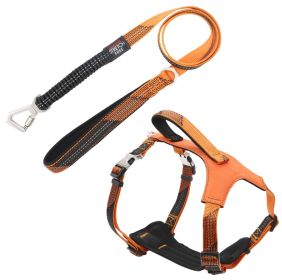 Pet Life 'Geo-prene' 2-in-1 Shock Absorbing Neoprene Padded Reflective Dog Leash and Harness - Orange - Small