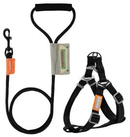 Touchdog 'Macaron' 2-in-1 Durable Nylon Dog Harness and Leash - Black - Small