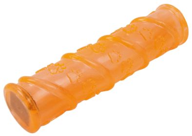 Pet Life 'Glow-Stick' TPR and LED Lighting Squeak and Chew Dog Toy - Orange