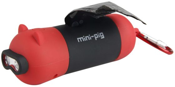 Pet Life 'Oink' LED Flashlight and Waste Bag Dispenser - Red