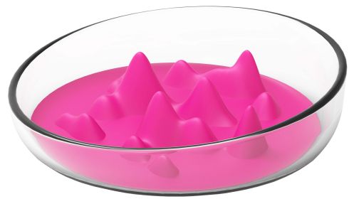 Pet Life 'Cirlicue' Mountain Shaped Modern Slow Feeding Pet Bowl - Pink