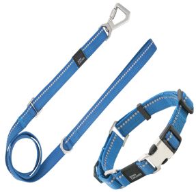 Pet Life 'Advent' Outdoor Series 3M Reflective 2-in-1 Durable Martingale Training Dog Leash and Collar - Blue - Large