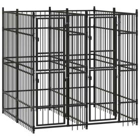 Outdoor Dog Kennel Steel 39.7 ft¬≤ - Black