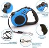 Dog Leash Retractable for Small Medium Dog up to 33lbs Nylon Tape/Ribbon Anti-Slip Handle One-Handed Brake Pause Lock - blue