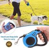 Dog Leash Retractable for Small Medium Dog up to 33lbs Nylon Tape/Ribbon Anti-Slip Handle One-Handed Brake Pause Lock - blue