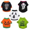 Halloween Pet Dog Holiday Pumpkin Skull Teddy Funny T-Shirt - L