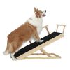 Tall Adjustable Pet Ramp, Folding Portable Wooden Dog Cat Ramp with Safety Side - Default