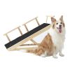 Tall Adjustable Pet Ramp, Folding Portable Wooden Dog Cat Ramp with Safety Side - Default