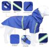 Pet raincoat (3XL) for large and small dog; PU waterproof big dog raincoat; outdoor reflective dog raincoat - Blue - 3XL