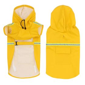 Pet raincoat for large and small dog; XL- PU waterproof big dog raincoat; outdoor reflective dog raincoat - Yellow -