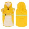 Pet raincoat for large and small dog; Small - PU waterproof big dog raincoat; outdoor reflective dog raincoat - Yellow