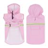 Pet raincoat for large and small dog; Small - PU waterproof big dog raincoat; outdoor reflective dog raincoat - Pink