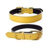 Genuine Leather Dog Collar; Wide Dog Collar; Soft Padded Breathable Adjustable Tactical Waterproof Pet Collar - yellow - XS 30*1.5cm