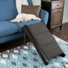 Foldable Wooden Dog Pet Ramp for Bed, Couch, or Vehicle (Black/Gray) - Black/Gray