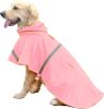 Dog Raincoats (XL) for Large Dogs with Reflective Strip Hoodie; Rain Poncho Jacket for Dogs - D4-Pink - [XL]