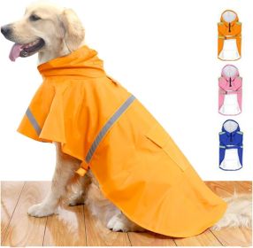 Dog Raincoats(Large) for Large Dogs with Reflective Strip Hoodie; Rain Poncho Jacket for Dogs - B2-Orange - [L]