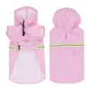 Pet raincoat for large and small dog; Large - PU waterproof big dog raincoat; outdoor reflective dog raincoat - Pink