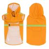 Pet raincoat for large and small dog; 2XL- PU waterproof big dog raincoat; outdoor reflective dog raincoat - orange