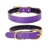 Genuine Leather Dog Collar; Wide Dog Collar; Soft Padded Breathable Adjustable Tactical Waterproof Pet Collar - purple - M 42*2.0cm