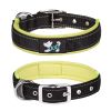 Pet dog collar; diving cloth reflective nylon collar; medium and large dog collar - Black ribbon: green - M 2.5*(38-48)CM