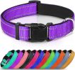 Reflective Dog Collar; Soft Neoprene Padded Breathable Nylon Pet Collar Adjustable for Medium Dogs - Purple - Large (Pack of 1)