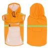 Pet raincoat for large and small dog; Large - PU waterproof big dog raincoat; outdoor reflective dog raincoat - orange