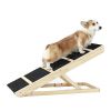 Tall Adjustable Pet Ramp, Folding Portable Wooden Dog Cat Non-Slip Paw Traction - Default