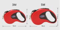 Retractable Pet Leash Automatic with Nylon Ribbon Cord Soft Hand Grip Extendable Traction Rope Break & Lock System - red 3M